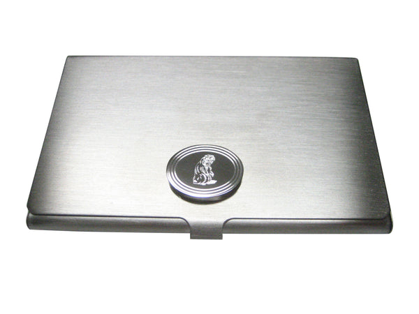 Silver Toned Etched Standing Beaver Business Card Holder