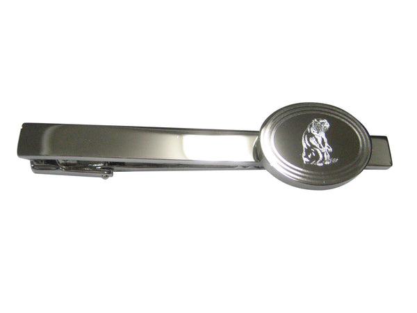 Silver Toned Etched Standing Beaver Tie Clip