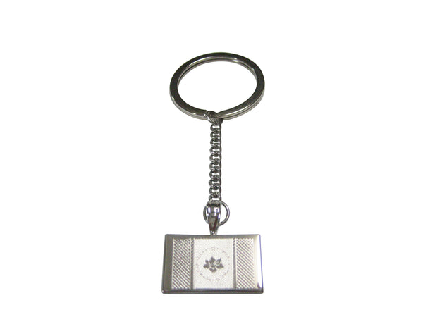 Silver Toned Etched UPDATED NEW Mississippi State Flag Pendant Keychain