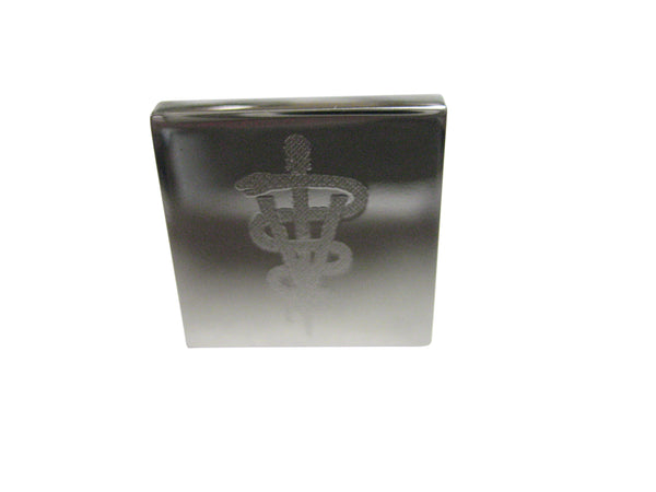 Silver Toned Etched Veterinary Caduceus Symbol Adjustable Size Fashion Ring