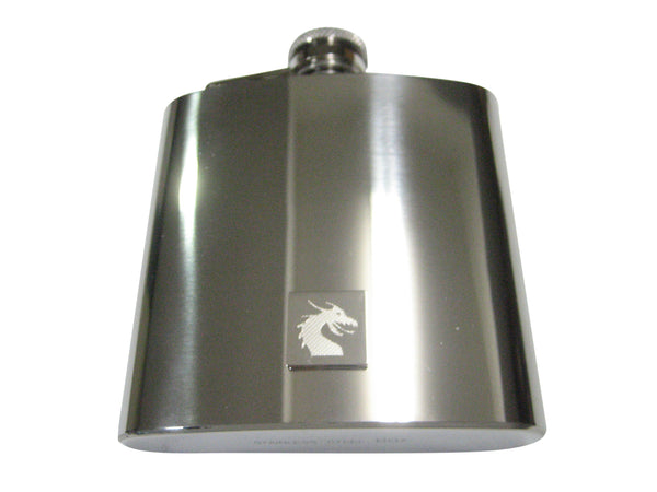 Silver Toned Etched Viking Dragon 6oz Flask