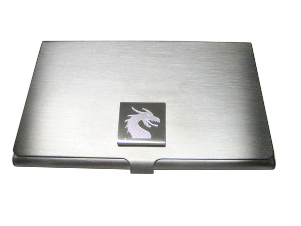 Silver Toned Etched Viking Dragon Business Card Holder