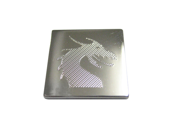 Silver Toned Etched Viking Dragon Magnet