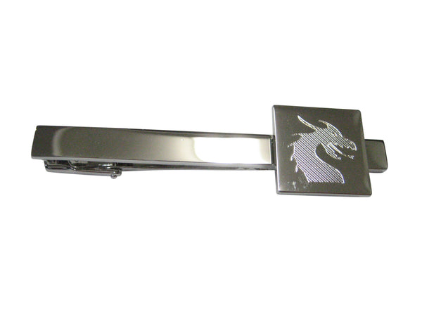 Silver Toned Etched Viking Dragon Tie Clip