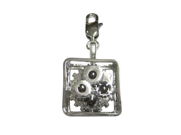 Silver Toned Fixed Non Moving Steampunk Cog Gear Pendant Zipper Pull Charm
