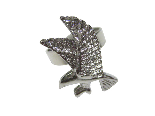 Silver Toned Flying Eagle Bird Adjustable Size Fashion Ring