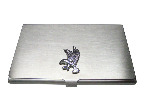 Silver Toned Flying Eagle Bird Business Card Holder