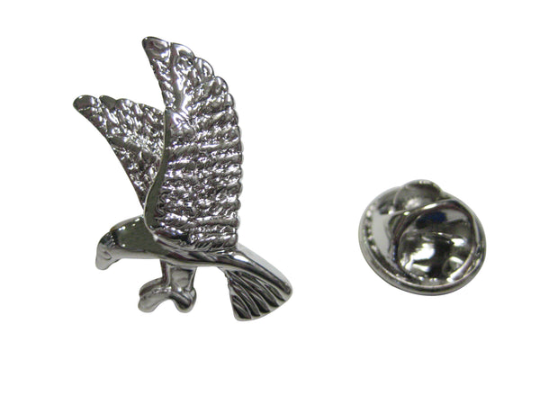 Silver Toned Flying Eagle Bird Lapel Pin