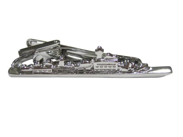 Silver Toned Full Length Battleship Tie Clip