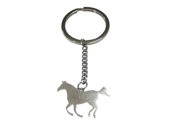 Silver Toned Galloping Horse Outline Pendant Keychain