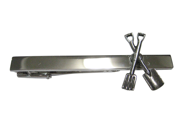 Silver Toned Gardening Spade and Fork Tie Clip