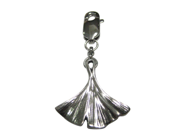 Silver Toned Ginkgo Biloba Maidenhair Tree Leaf Pendant Zipper Pull Charm