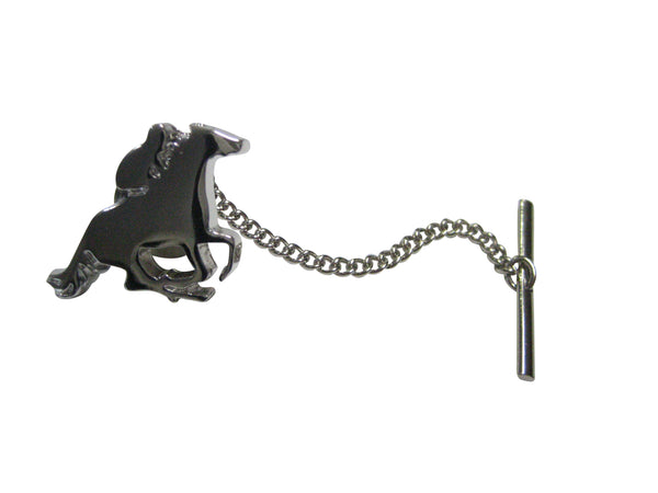 Silver Toned Horse Jockey Outline Tie Tack