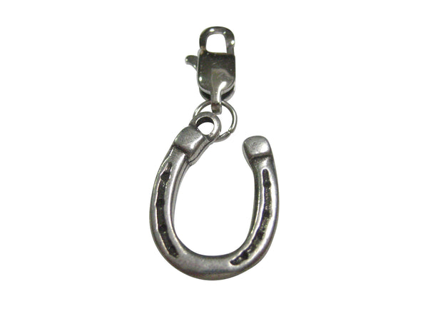 Silver Toned Horse Shoe Pendant Zipper Pull Charm