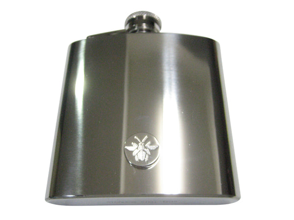 Silver Toned Indented Bee Design 6oz Flask