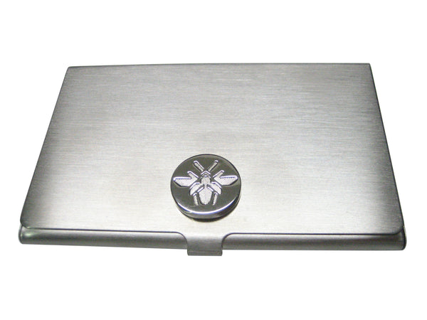 Silver Toned Indented Bee Design Business Card Holder