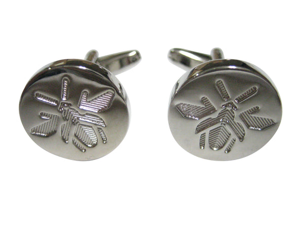 Silver Toned Indented Bee Design Cufflinks