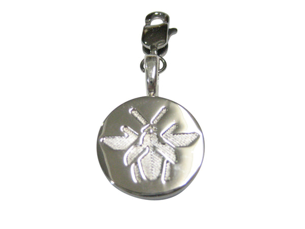 Silver Toned Indented Bee Design Pendant Zipper Pull Charm