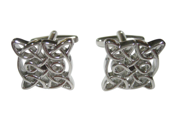 Silver Toned Intricate Square Celtic Design Cufflinks