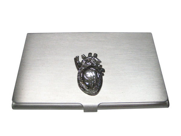 Silver Toned Large Anatomical Heart Business Card Holder