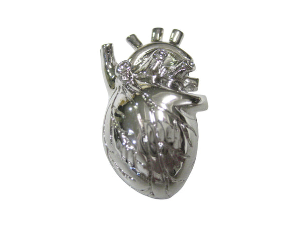 Silver Toned Large Anatomical Heart Magnet