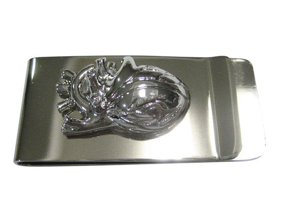 Silver Toned Large Anatomical Heart Money Clip