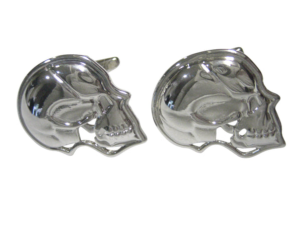 Silver Toned Large Anatomy Skull Cufflinks