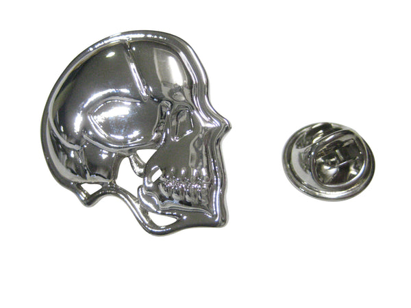Silver Toned Large Anatomy Skull Lapel Pin