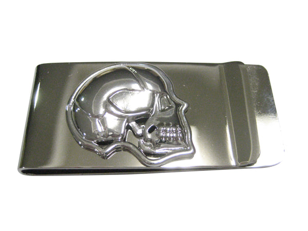 Silver Toned Large Anatomy Skull Money Clip