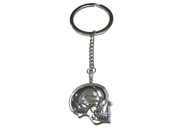 Silver Toned Large Anatomy Skull Pendant Keychain