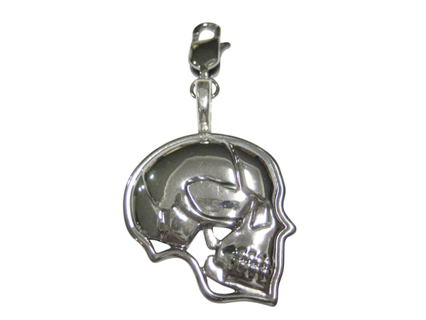Silver Toned Large Anatomy Skull Pendant Zipper Pull Charm