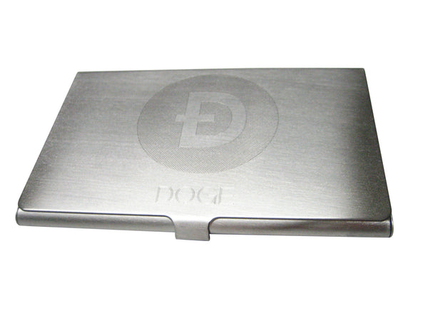 Silver Toned Large Etched Sleek Doge Coin Cryptocurrency Blockchain Business Card Holder