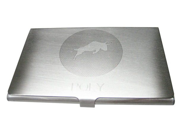 Silver Toned Large Etched Sleek Polymath Coin POLY Cryptocurrency Blockchain Business Card Holder