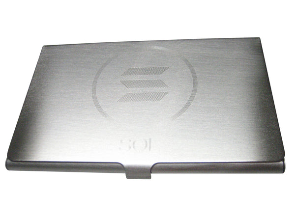 Silver Toned Large Etched Sleek Solana Coin Cryptocurrency Blockchain Business Card Holder