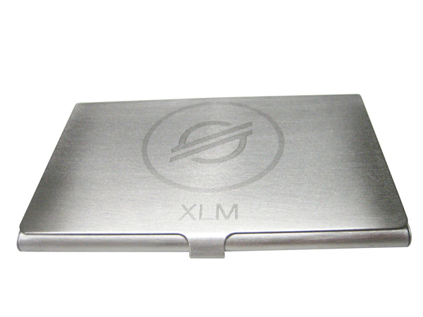 Silver Toned Large Etched Sleek Stellar Lumens Coin XLM Cryptocurrency Blockchain Business Card Holder