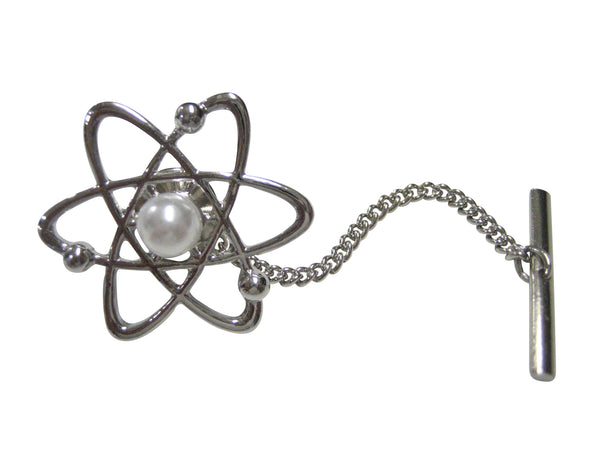 Silver Toned Large Scientific Atom Tie Tack