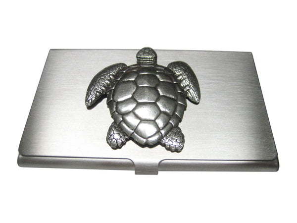 Silver Toned Large Turtle Business Card Holder