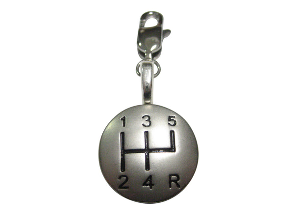 Silver Toned Matte Gear Shift Pendant Zipper Pull Charm