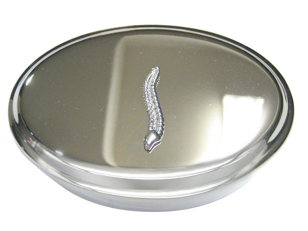 Silver Toned Medical Anatomical Cervical Vertebrae Bone Oval Trinket Jewelry Box