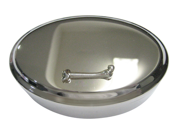 Silver Toned Medical Anatomy Femur Bone Oval Trinket Jewelry Box
