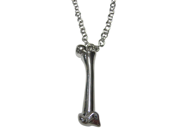 Silver Toned Medical Anatomy Femur Bone Pendant Necklace
