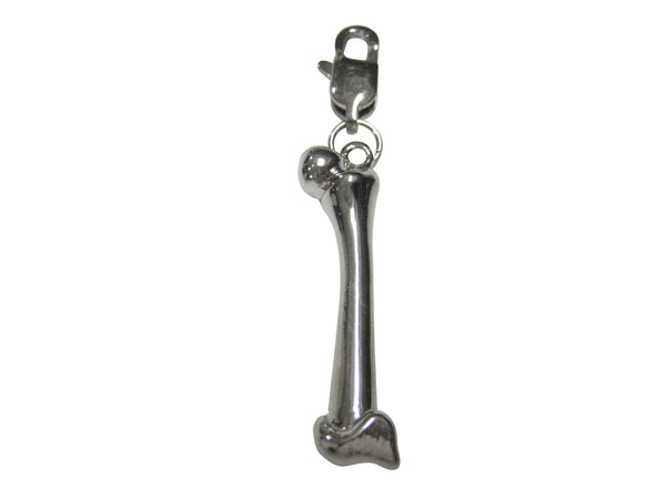 Silver Toned Medical Anatomy Femur Bone Pendant Zipper Pull Charm