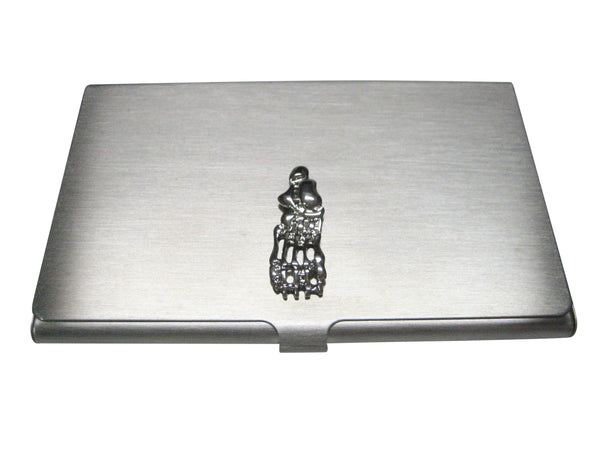 Silver Toned Medical Podiatrist Anatomical Foot Skeleton Business Card Holder
