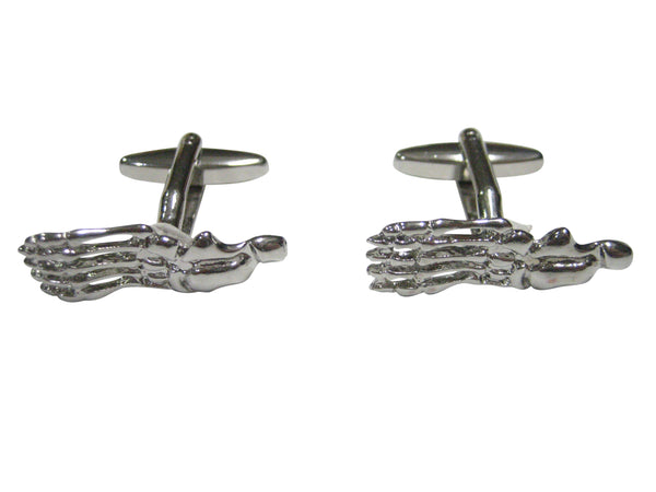 Silver Toned Medical Podiatrist Anatomical Foot Skeleton Cufflinks