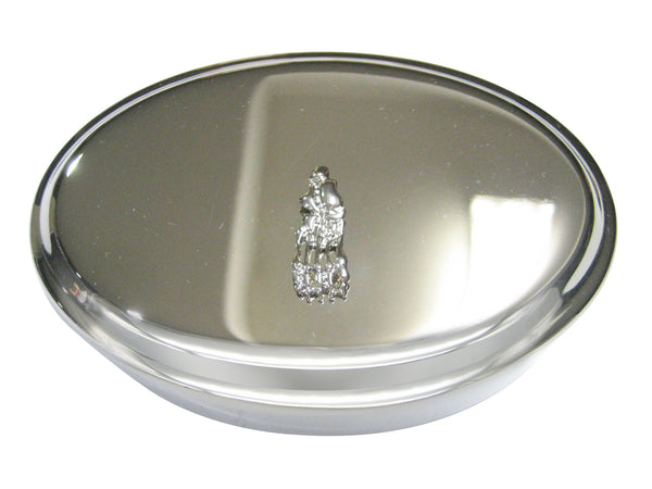 Silver Toned Medical Podiatrist Anatomical Foot Skeleton Oval Trinket Jewelry Box