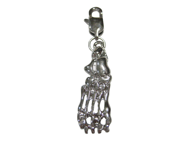 Silver Toned Medical Podiatrist Anatomical Foot Skeleton Pendant Zipper Pull Charm
