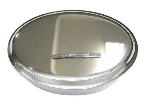 Silver Toned Medical Surgeon Scalpel Knife Oval Trinket Jewelry Box