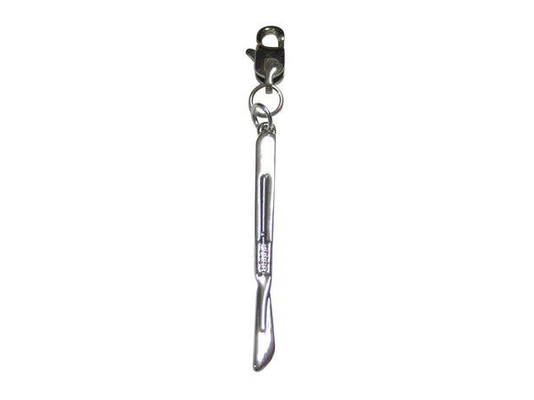 Silver Toned Medical Surgeon Scalpel Knife Pendant Zipper Pull Charm
