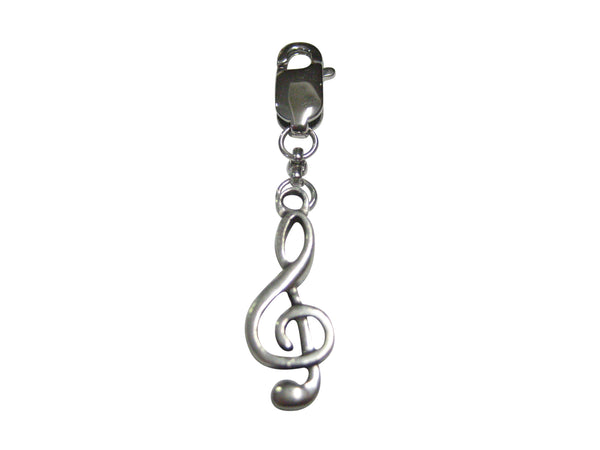 Silver Toned Musical Treble Note Pendant Zipper Pull Charm