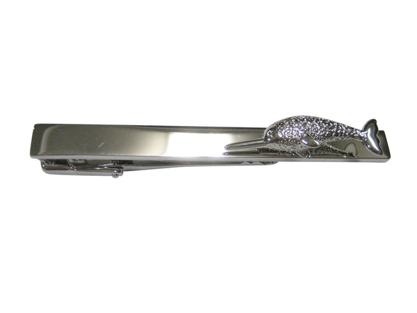 Silver Toned Narwhal Narwhale Whale Tie Clip